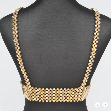 Shimmering Beaded Body Harness Top – Available in Gold or Silver | GENICX.STORE