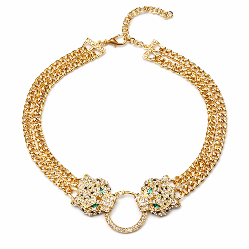 Double Tiger Head Chain Choker Necklace | GENICX