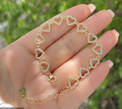 Gold Heart Link Bracelet 18k Gold Plated | GENICX