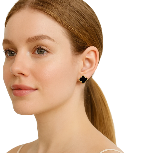 Black clover stud earrings Women | GENICX