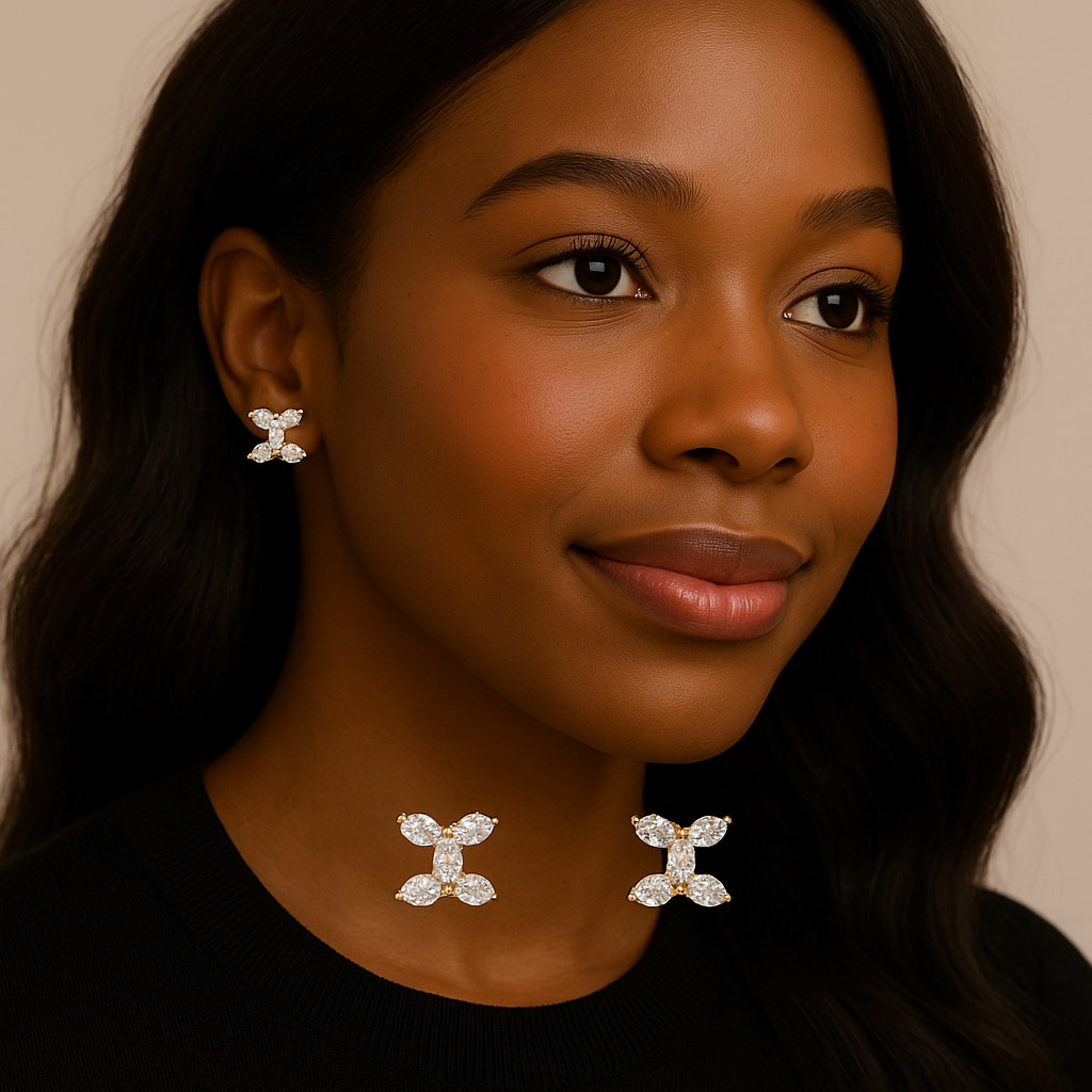 Crystal Flower Stud Earrings | GENICX