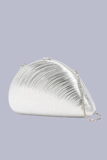 Silver Shell Clutch Bag | GENICX