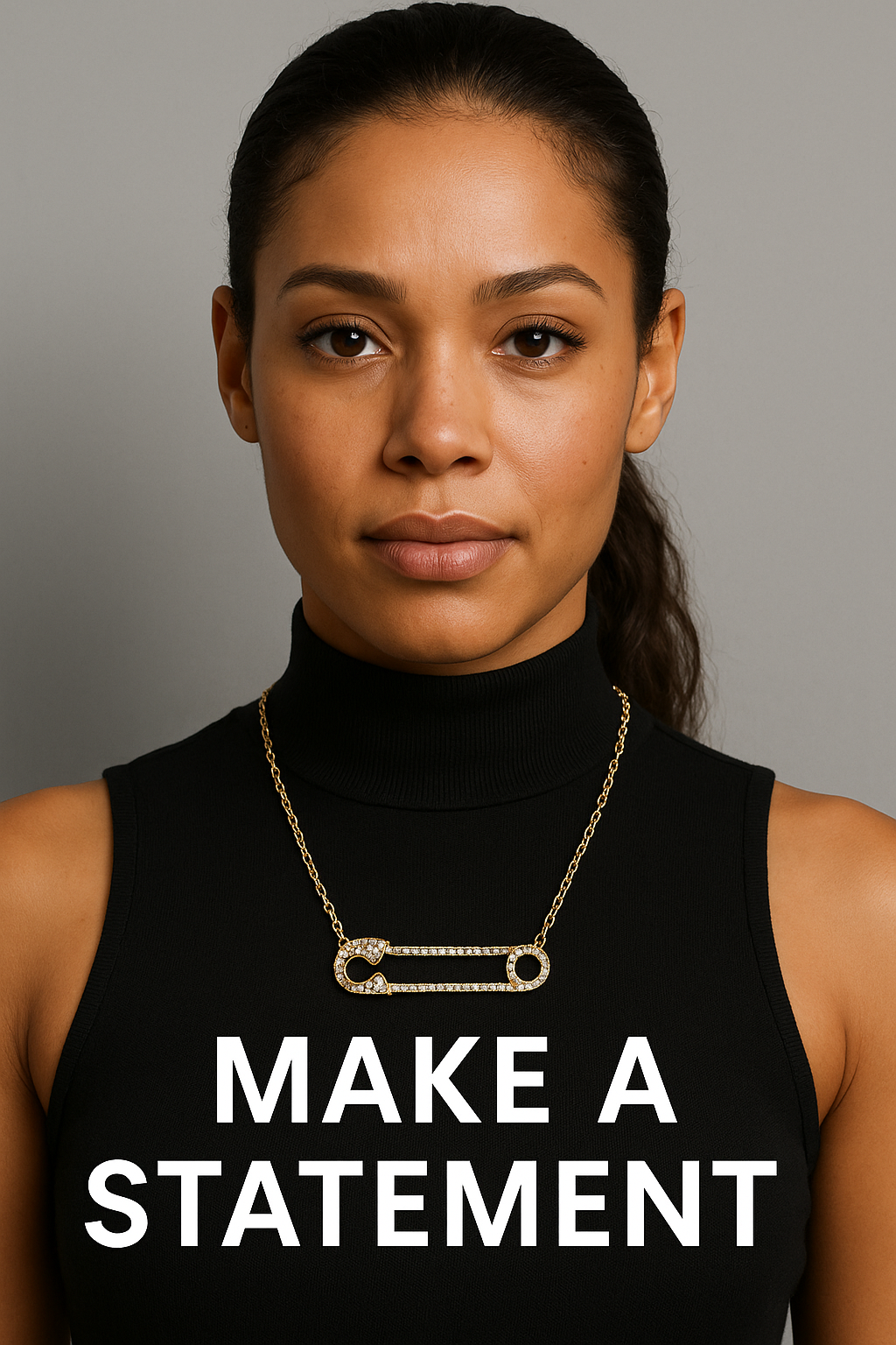 Crystal Safety Pin Gold Necklace for Women | GENICX