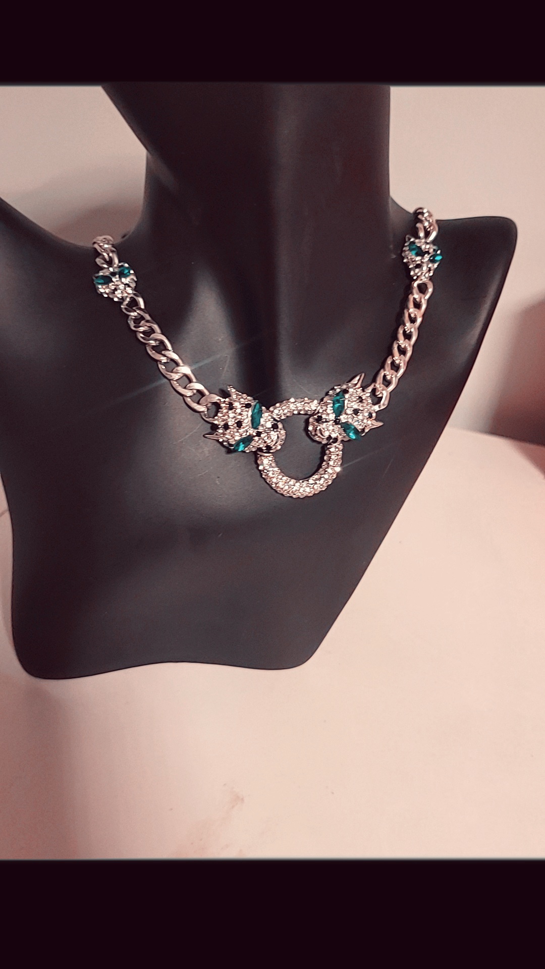 Double Leopard Head Statement Chain Necklace | GENICX