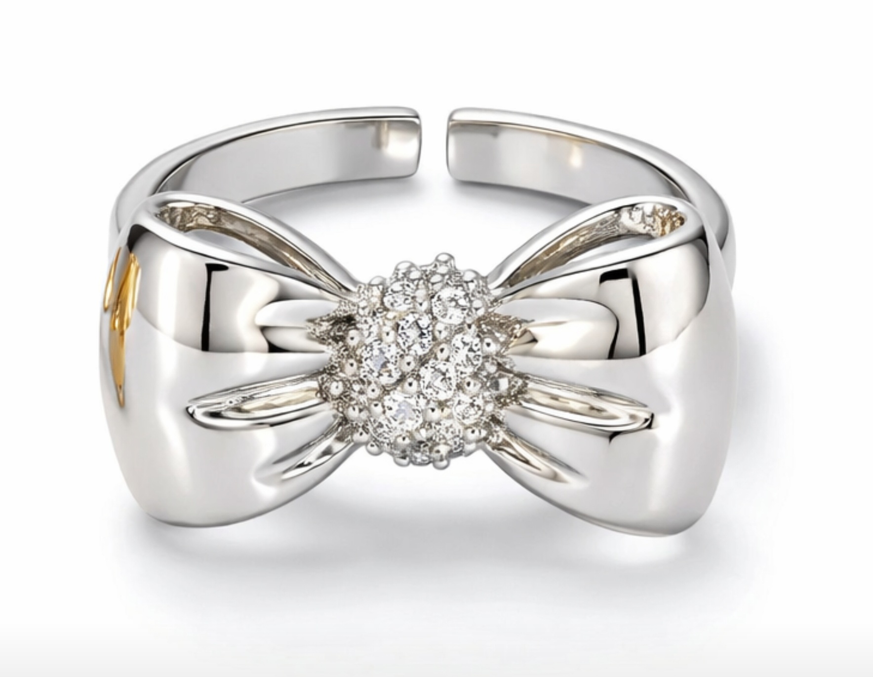 Crystal Bow Adjustable Ring – Silver Plated | GENICX