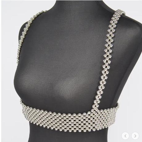 Shimmering Beaded Body Harness Top – Available in Gold or Silver | GENICX.STORE