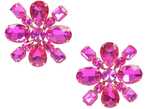 Pink Gemstone Flower Earrings | GENICX