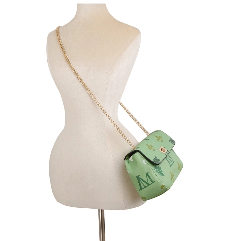 Green Shoulder Bag with Gold Chain Strap | GENICX
