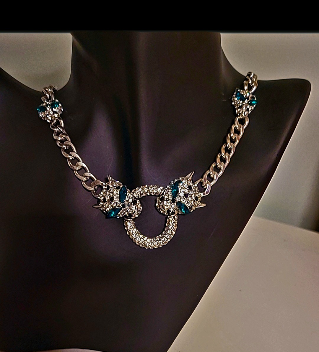 Double Leopard Head Statement Chain Necklace | GENICX