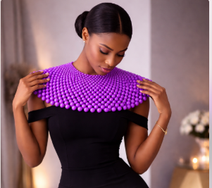  Large Purple Beaded Statement Necklace For Women | GENICX