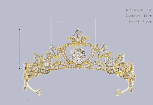 Large Gold Rhinestone Tiara For Women | GENICX
