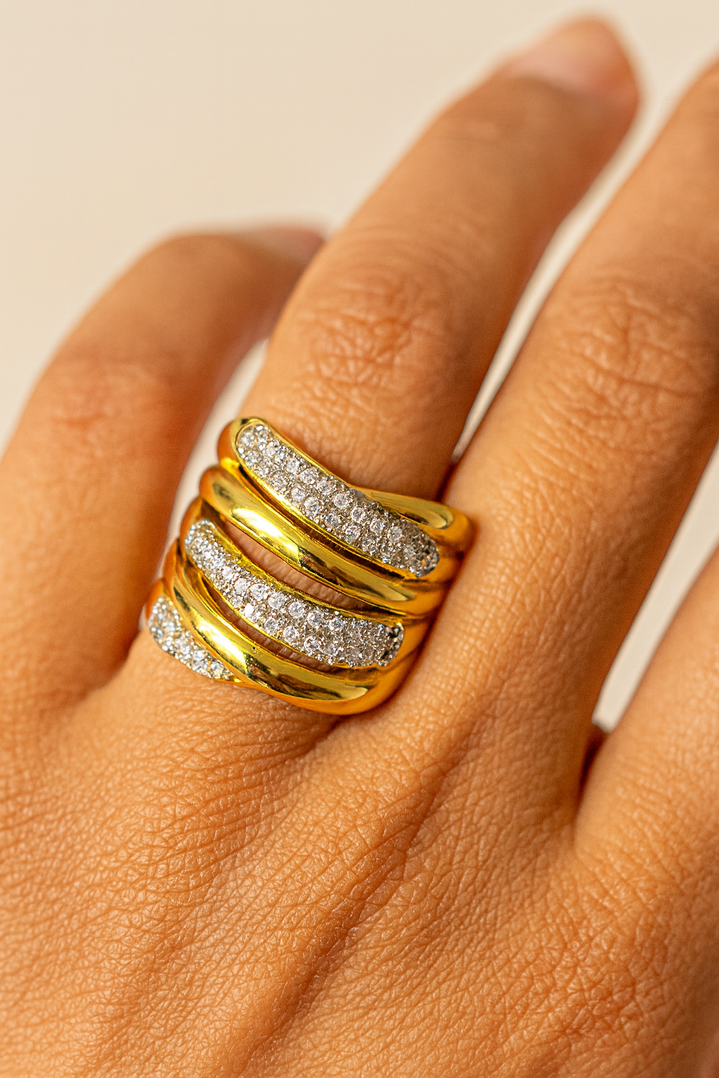 Two Tone Large18k Gold Plated Ring For Women | GENICX