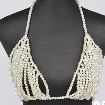 Pearl Beaded Halter Top | GENICX