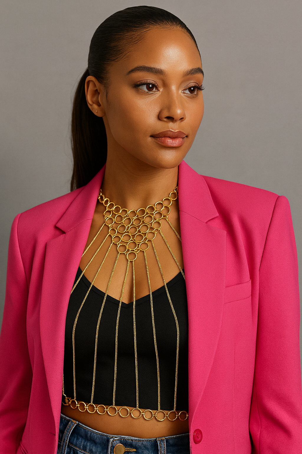 Women's Crop Top Gold Body Chain Multilayered | GENICX