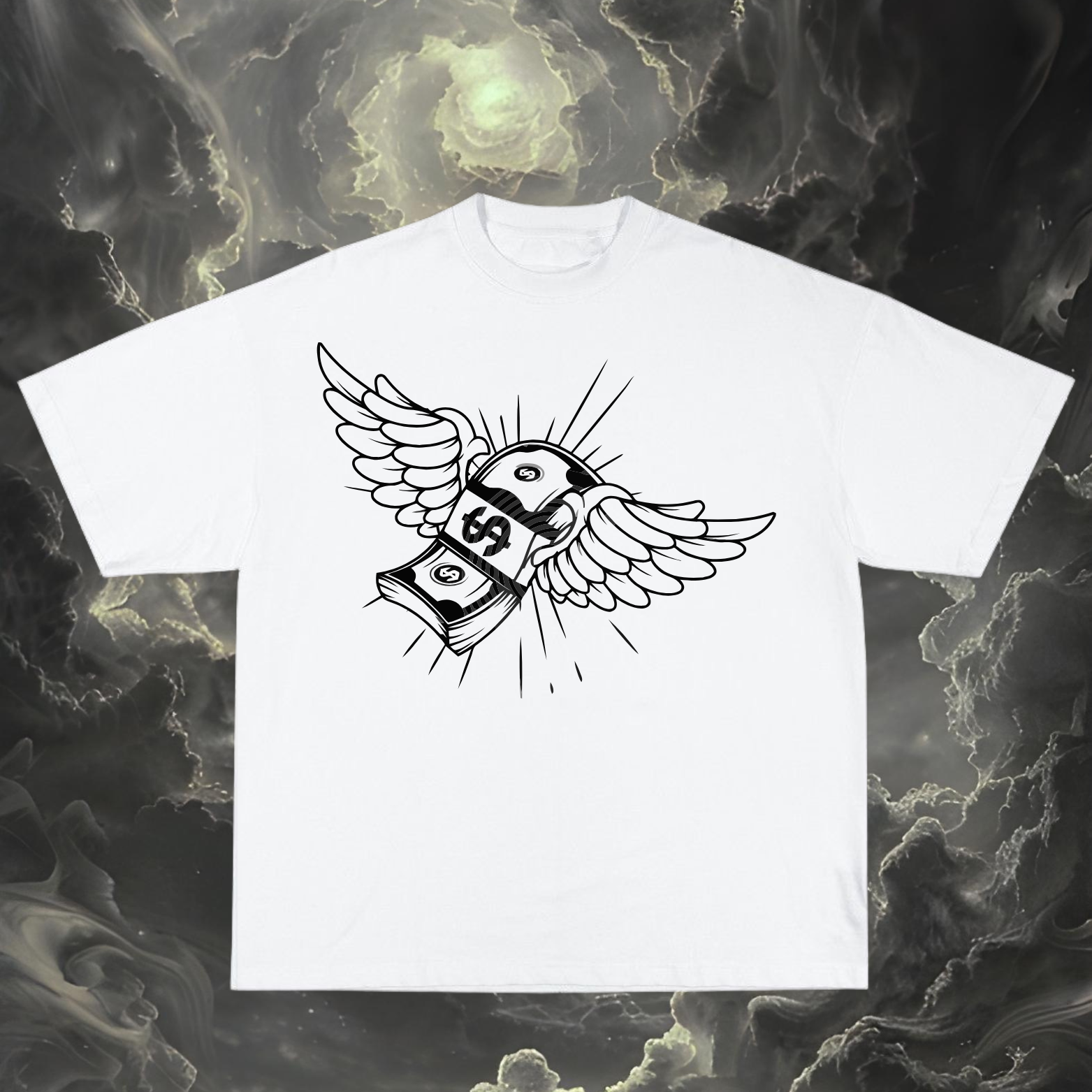 Camiseta de algodón con diseño de billete alado