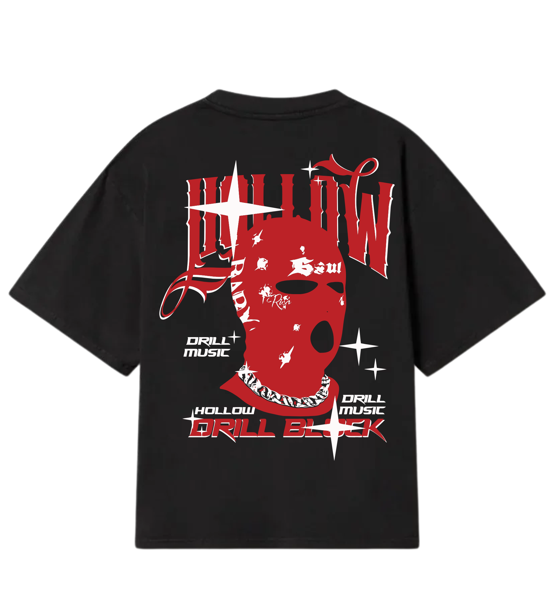 Camiseta negra Hollow Drill Mask