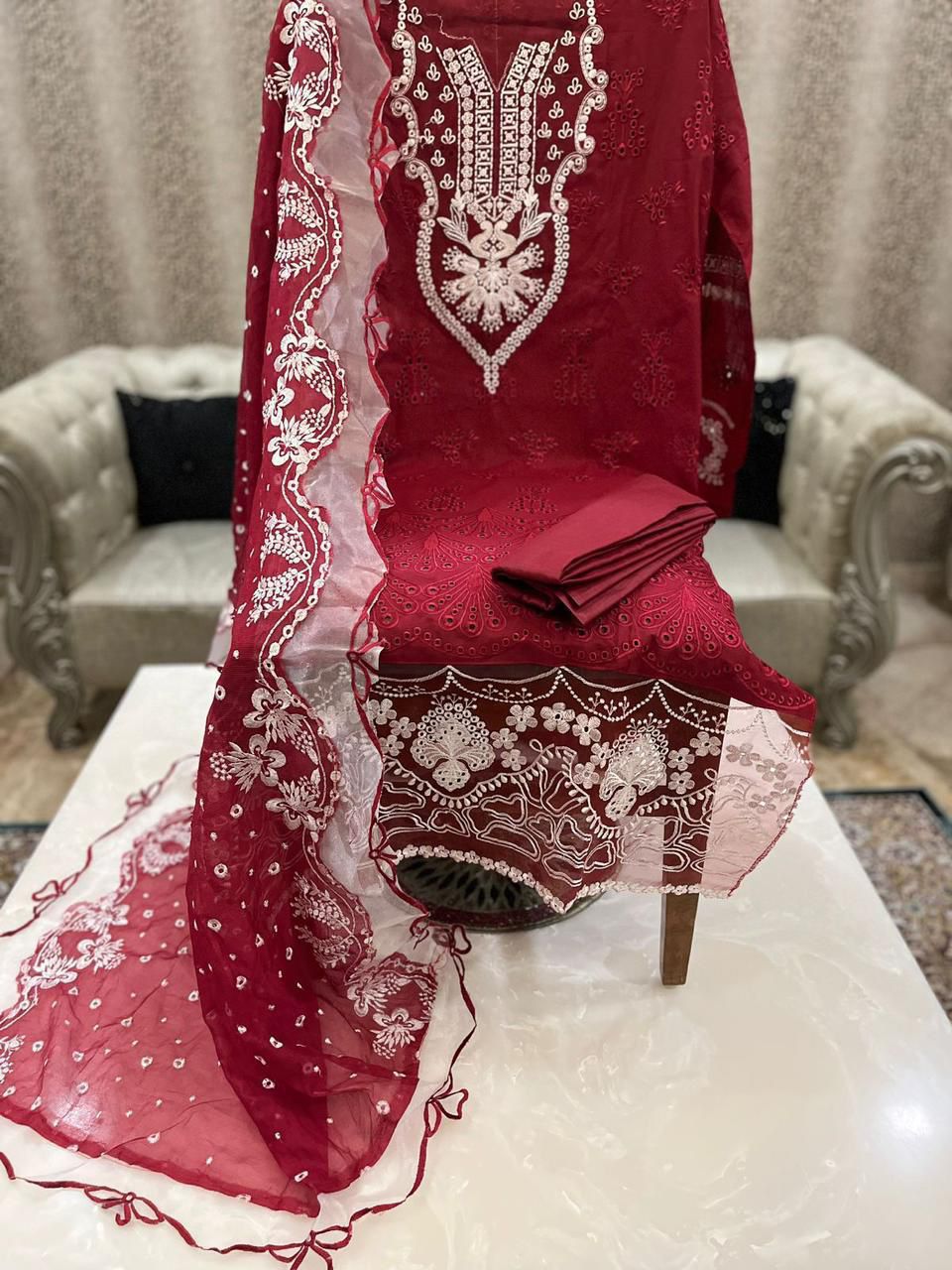 Embroidered Red Fabric