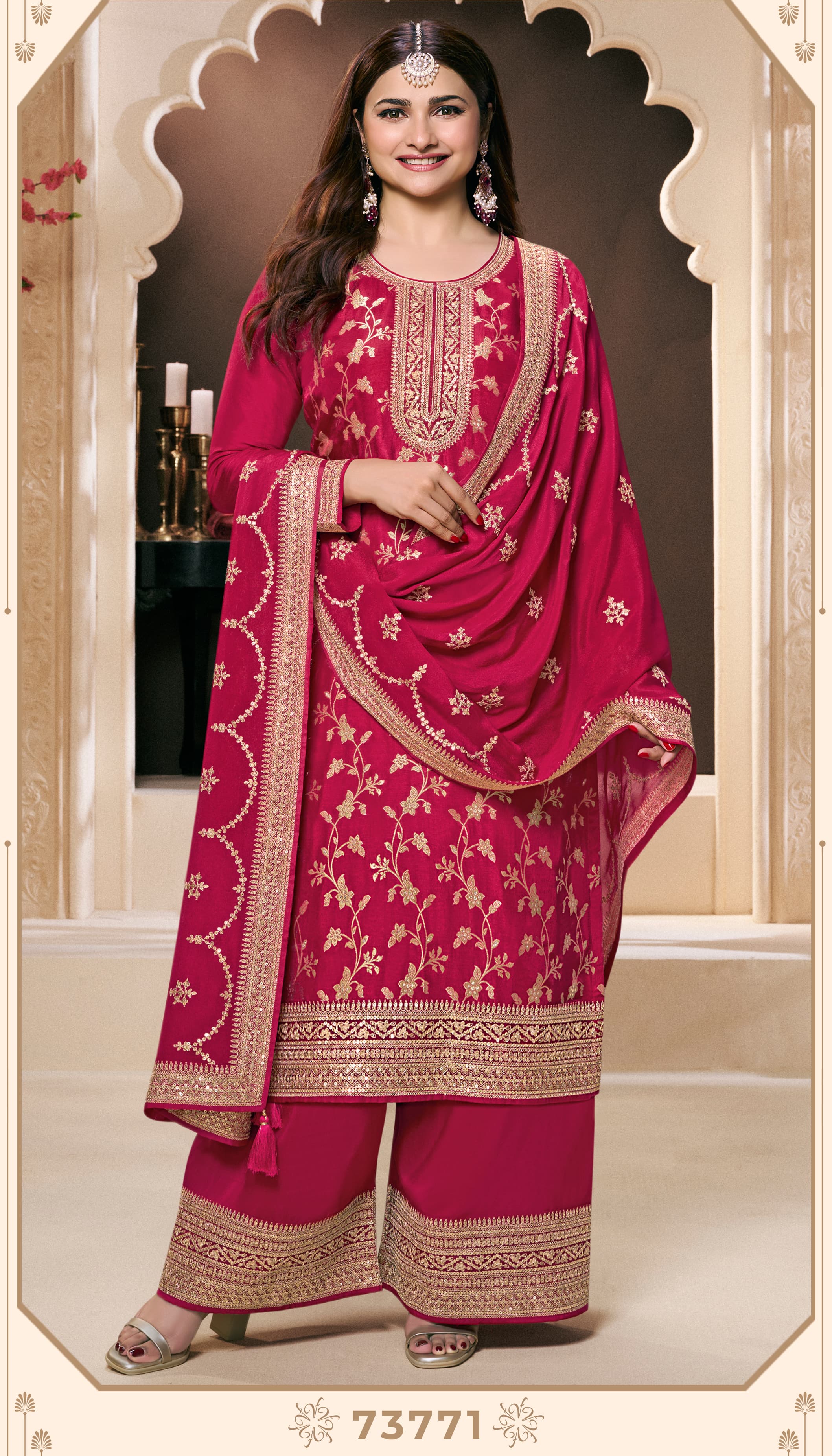 Elegant Red Embroidered Salwar Kameez ready made 