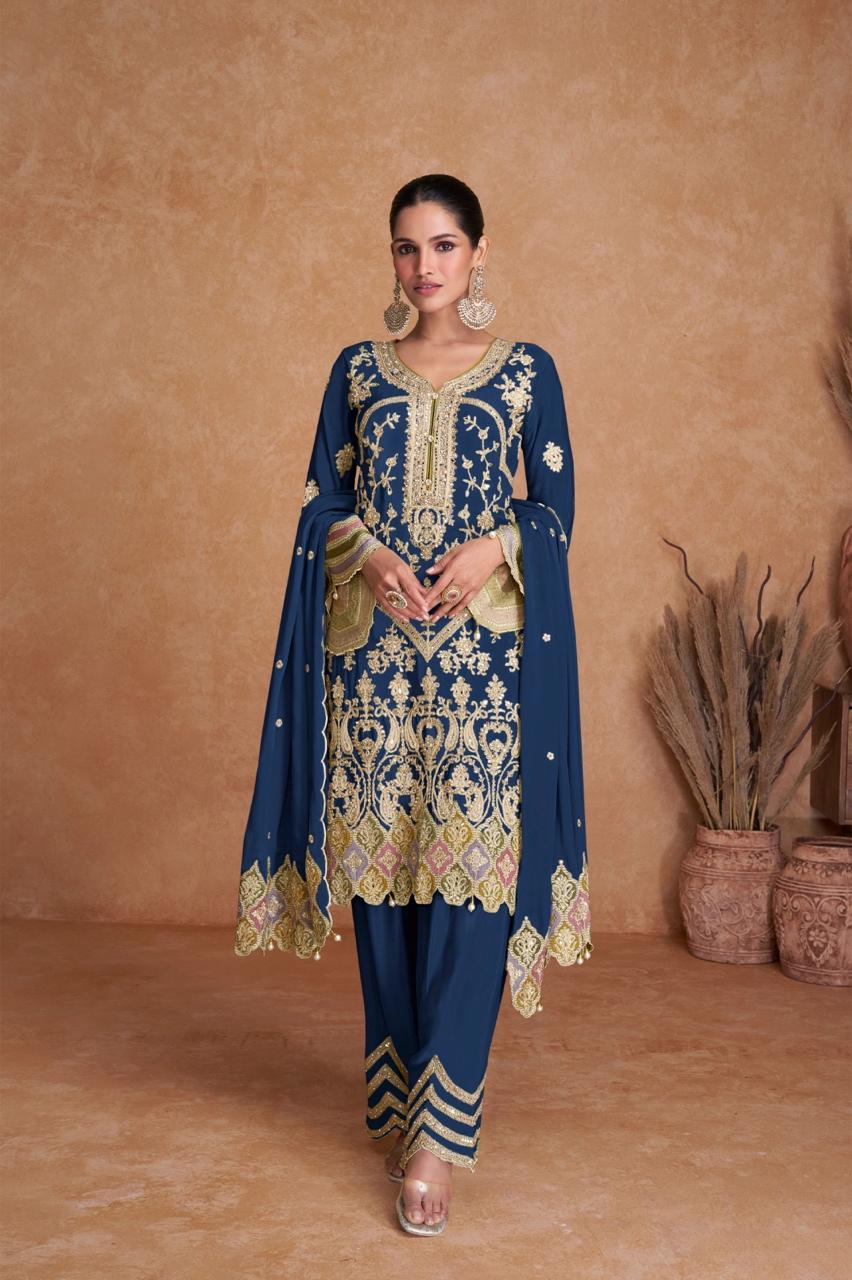 Elegant Blue Traditional Outfit
