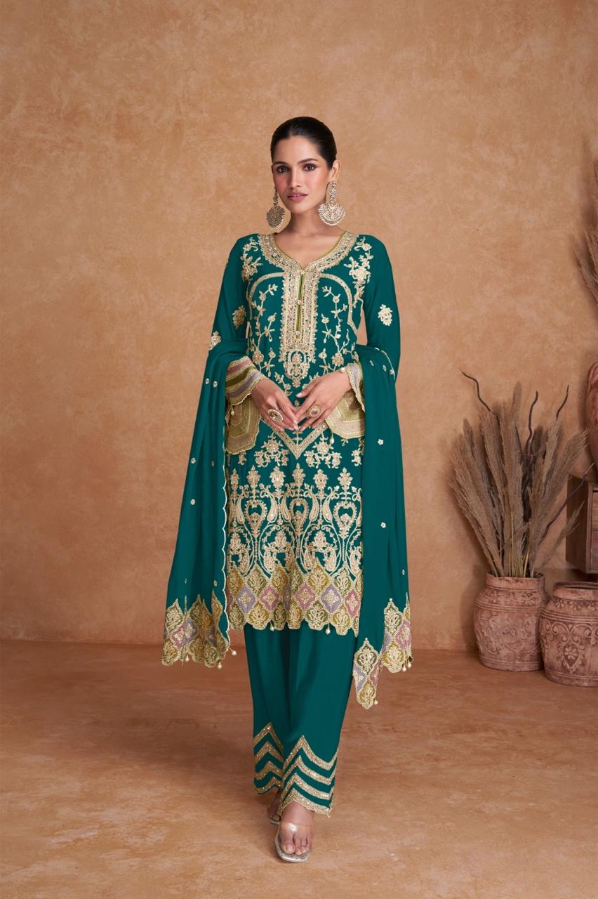 Embroidered Green Salwar Suit ready Made 