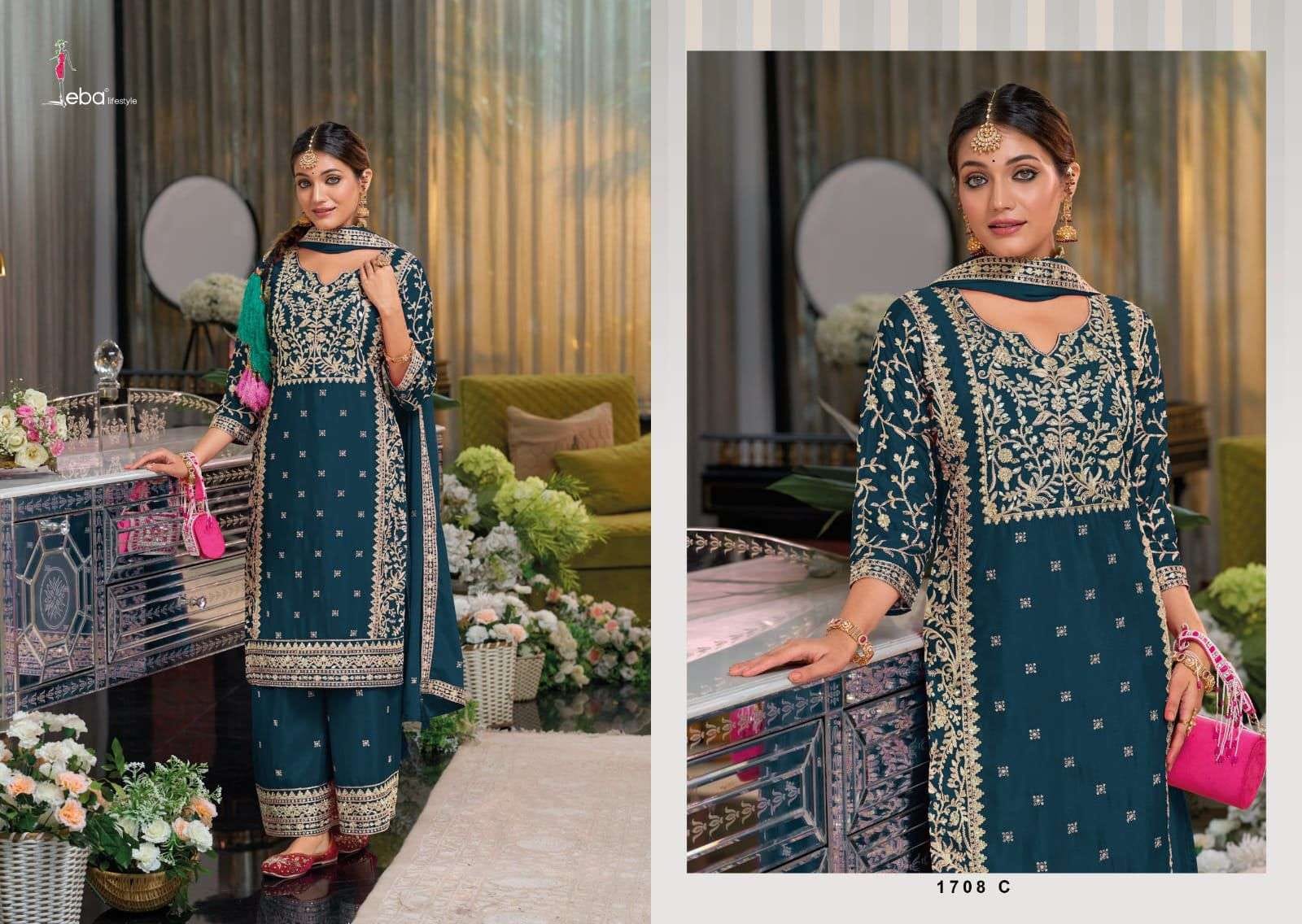 GULKAYRA Embroidered Green Suit Ready Made 