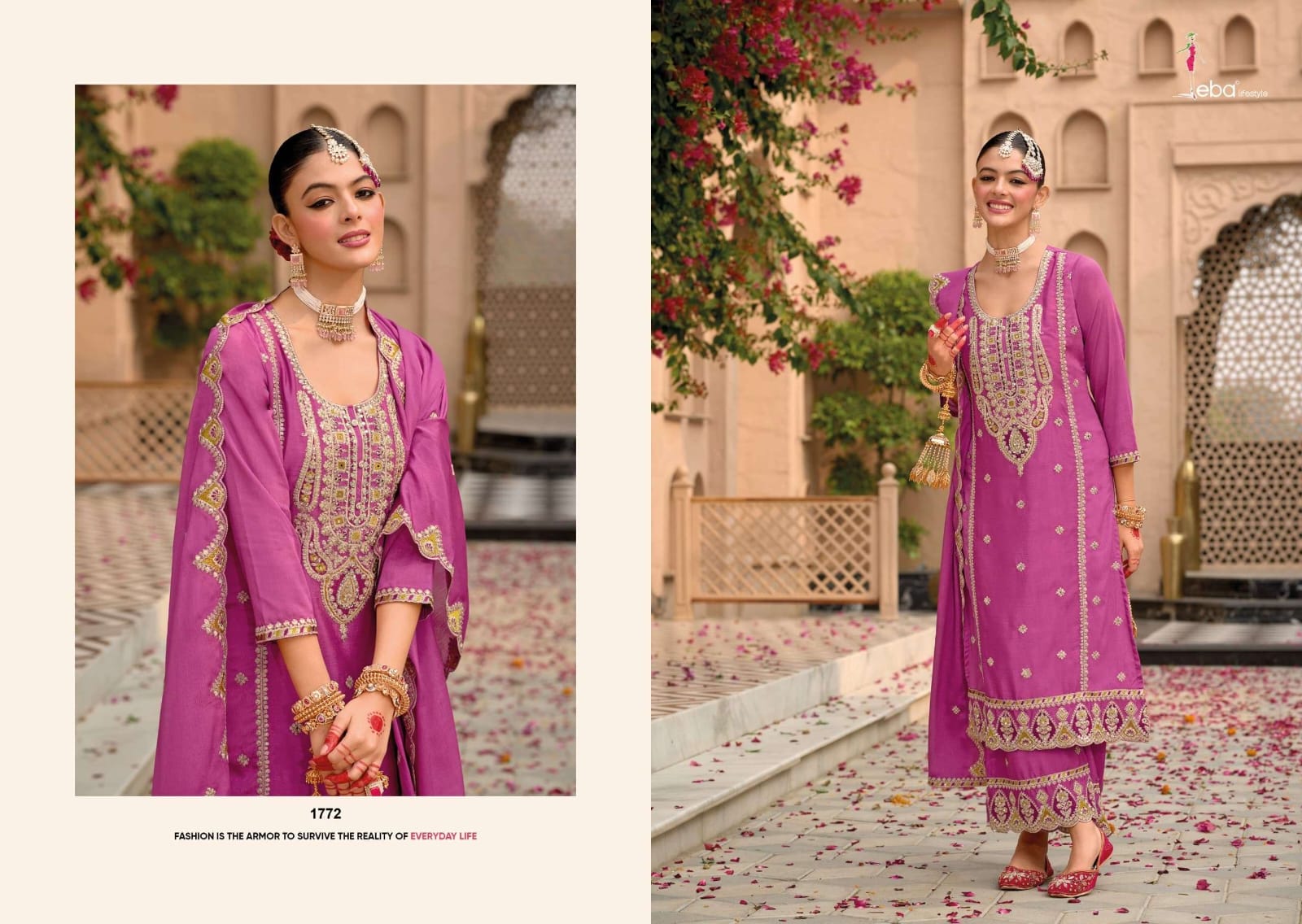 GULKAYRA Elegant Pink Embroidered Suit Ready made 