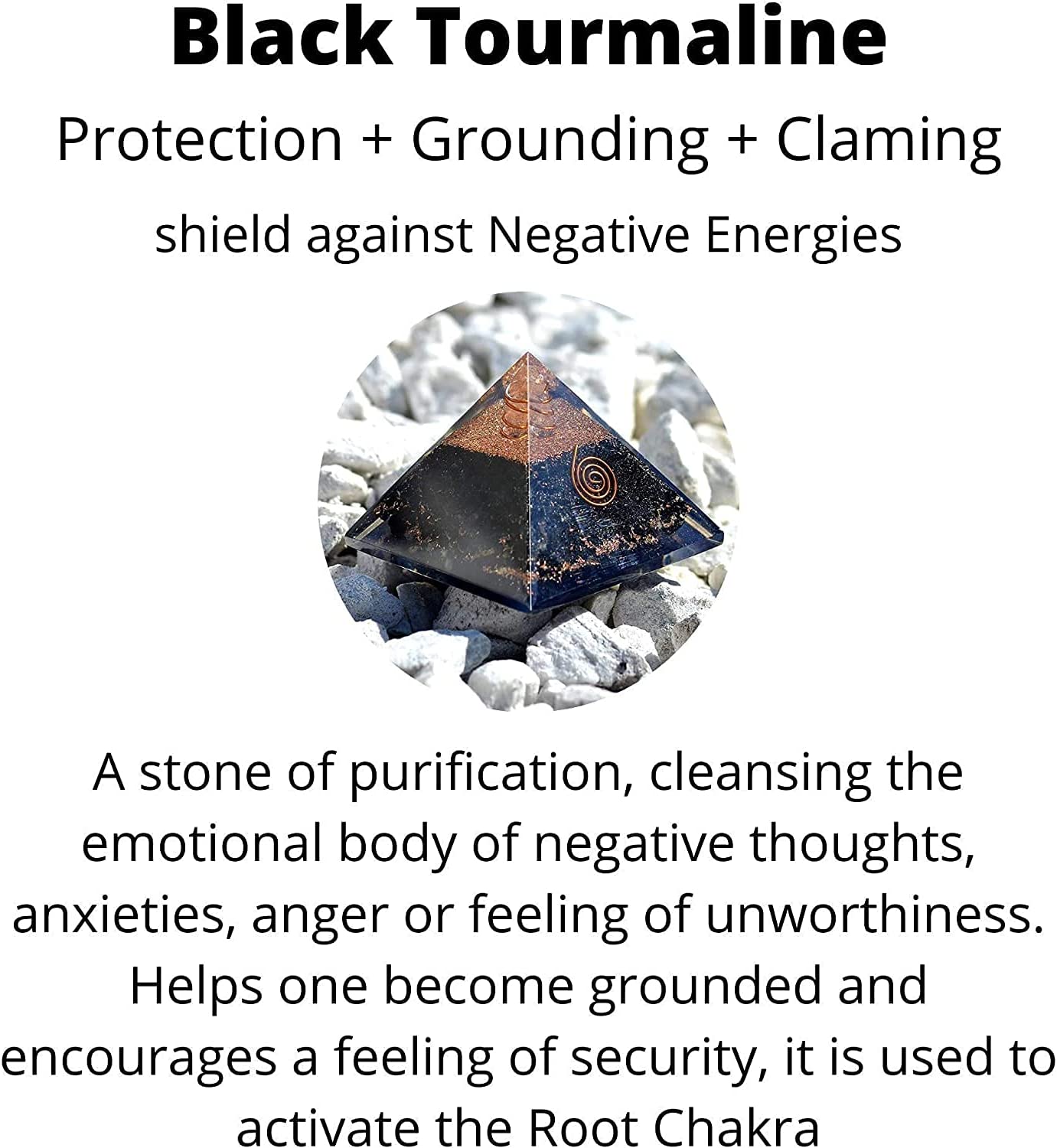 Spritualelementz Reiki Energized Chakra Healing Black Orgone Unisex Pyramid with Clear Crystal Gemstone Copper Metal