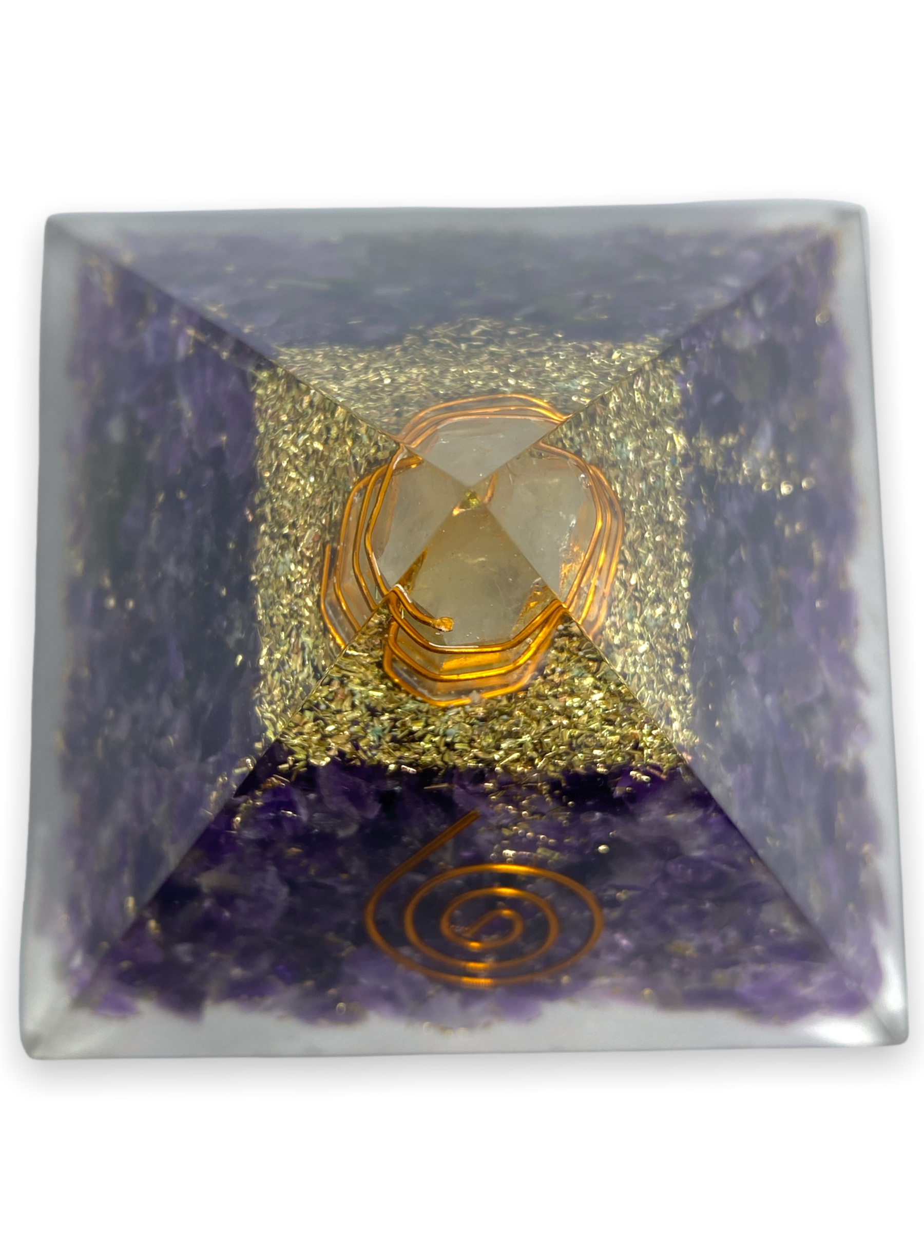Spritual Elementz Charged Reiki Healing Crystal Pyramid Amethyst Orgone Pyramid Crystal (3'Inch) Stone of Symbolize Royalty