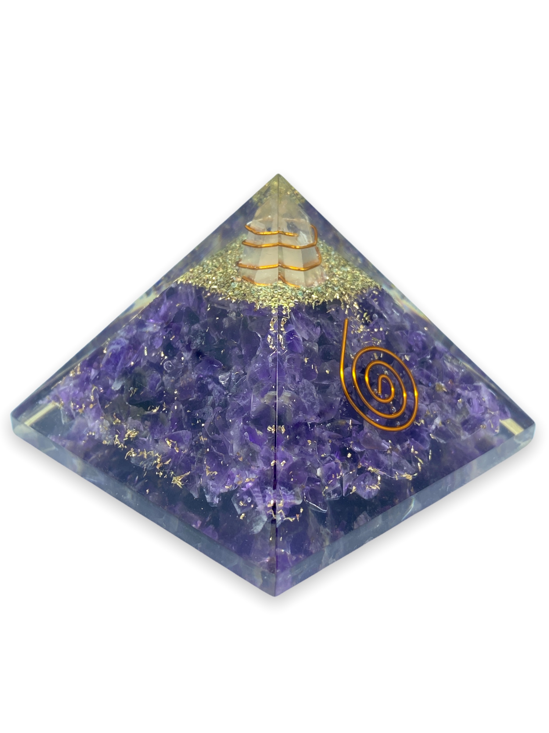 Spritual Elementz Charged Reiki Healing Crystal Pyramid Amethyst Orgone Pyramid Crystal (3'Inch) Stone of Symbolize Royalty