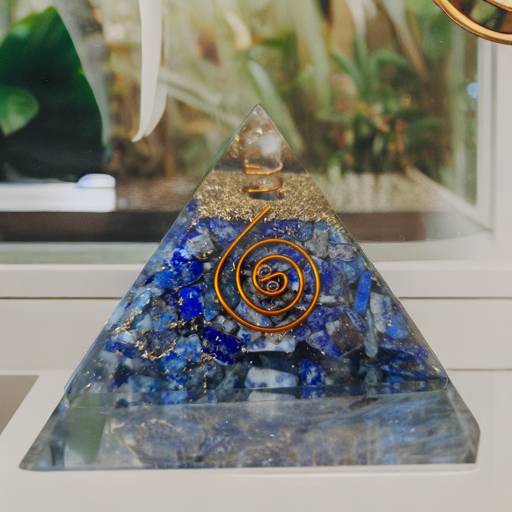 Spiritual Elementz Lapis Lazuli Orgone Pyramid Reiki Charged Chakra Healing (3'Inch) with Clear Gemstone & Copper Metal Ring (for Balancing & Soul Connection)