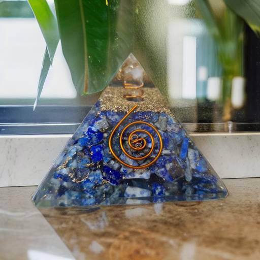 Spiritual Elementz Lapis Lazuli Orgone Pyramid Reiki Charged Chakra Healing (3'Inch) with Clear Gemstone & Copper Metal Ring (for Balancing & Soul Connection)