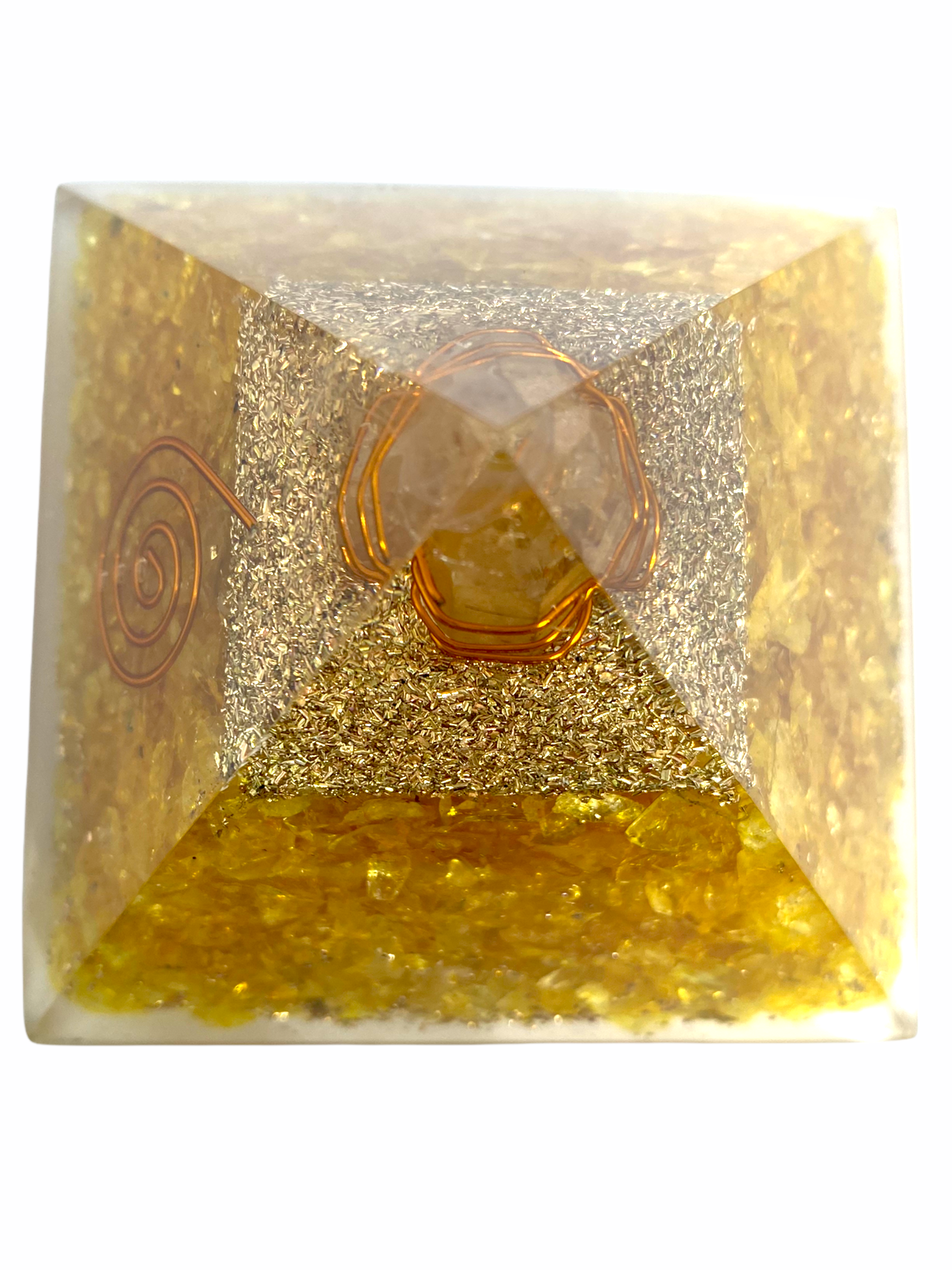 Spiritual Elementz Reiki Healing Orgonite Yellow Crystal Orgone Pyramid(3'Inch) Stone for Positive Energy