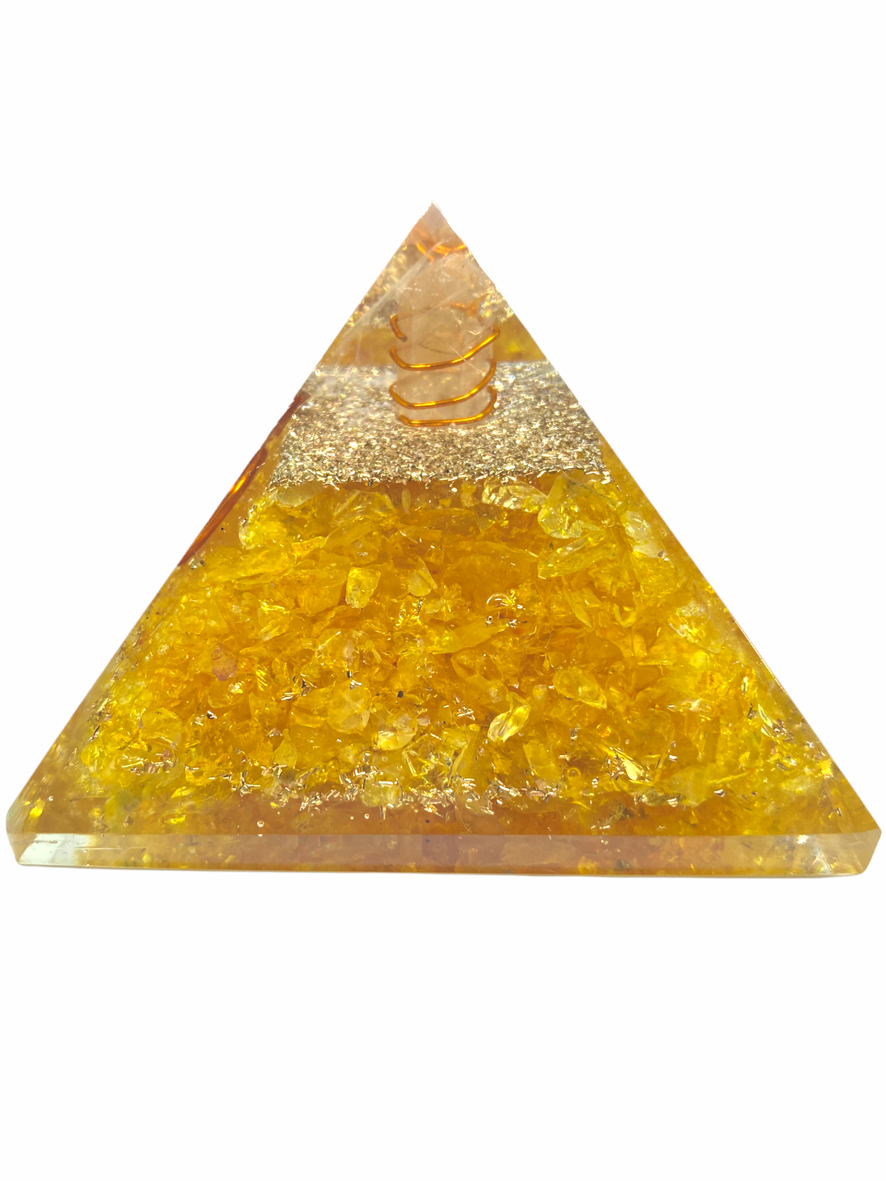 Spiritual Elementz Reiki Healing Orgonite Yellow Crystal Orgone Pyramid(3'Inch) Stone for Positive Energy