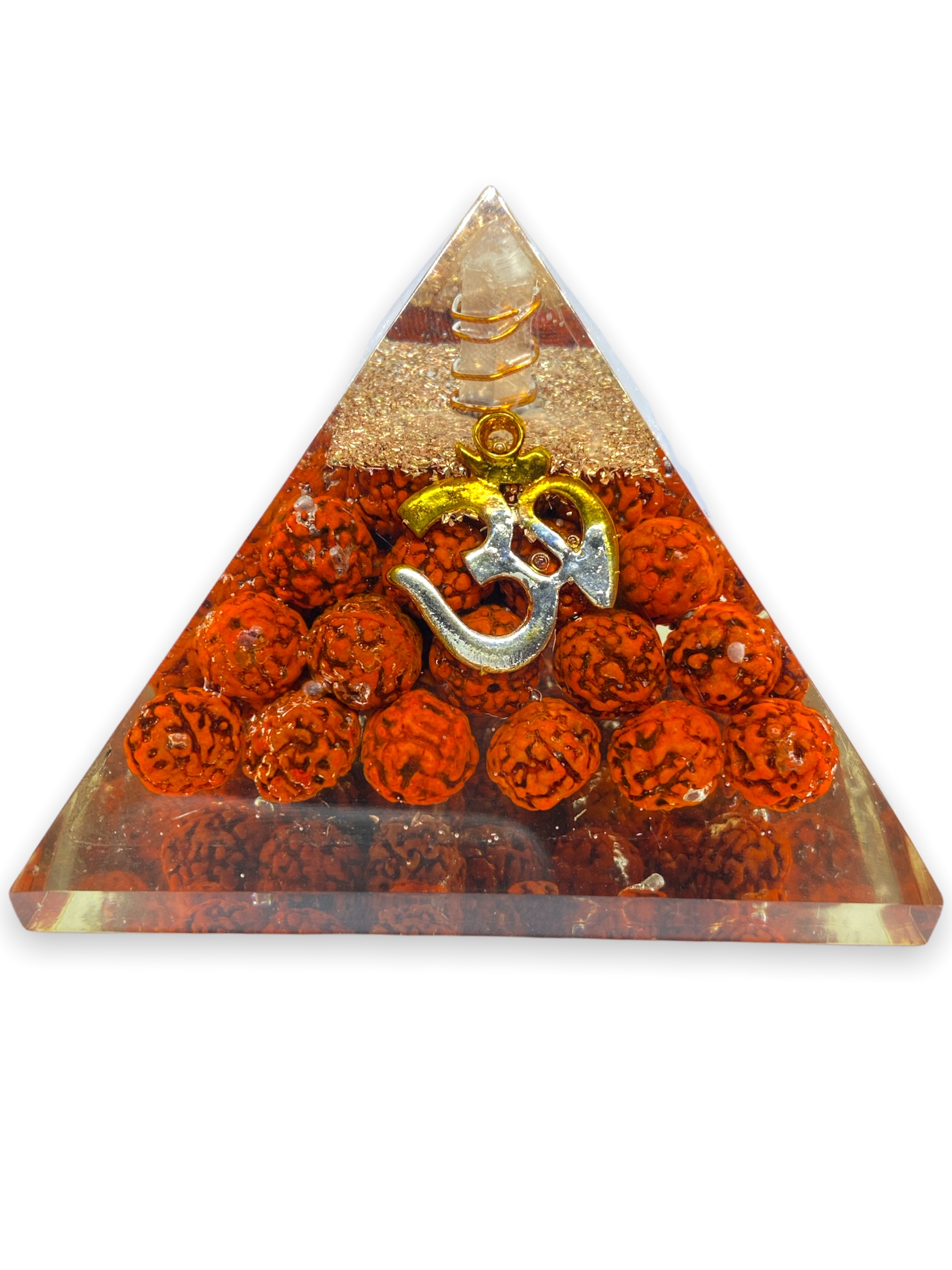 Spiritual Elementz Rudraksha Orgone Pyramid (3'Inch) with OM Symbol Stone Protector from Negative Energy.