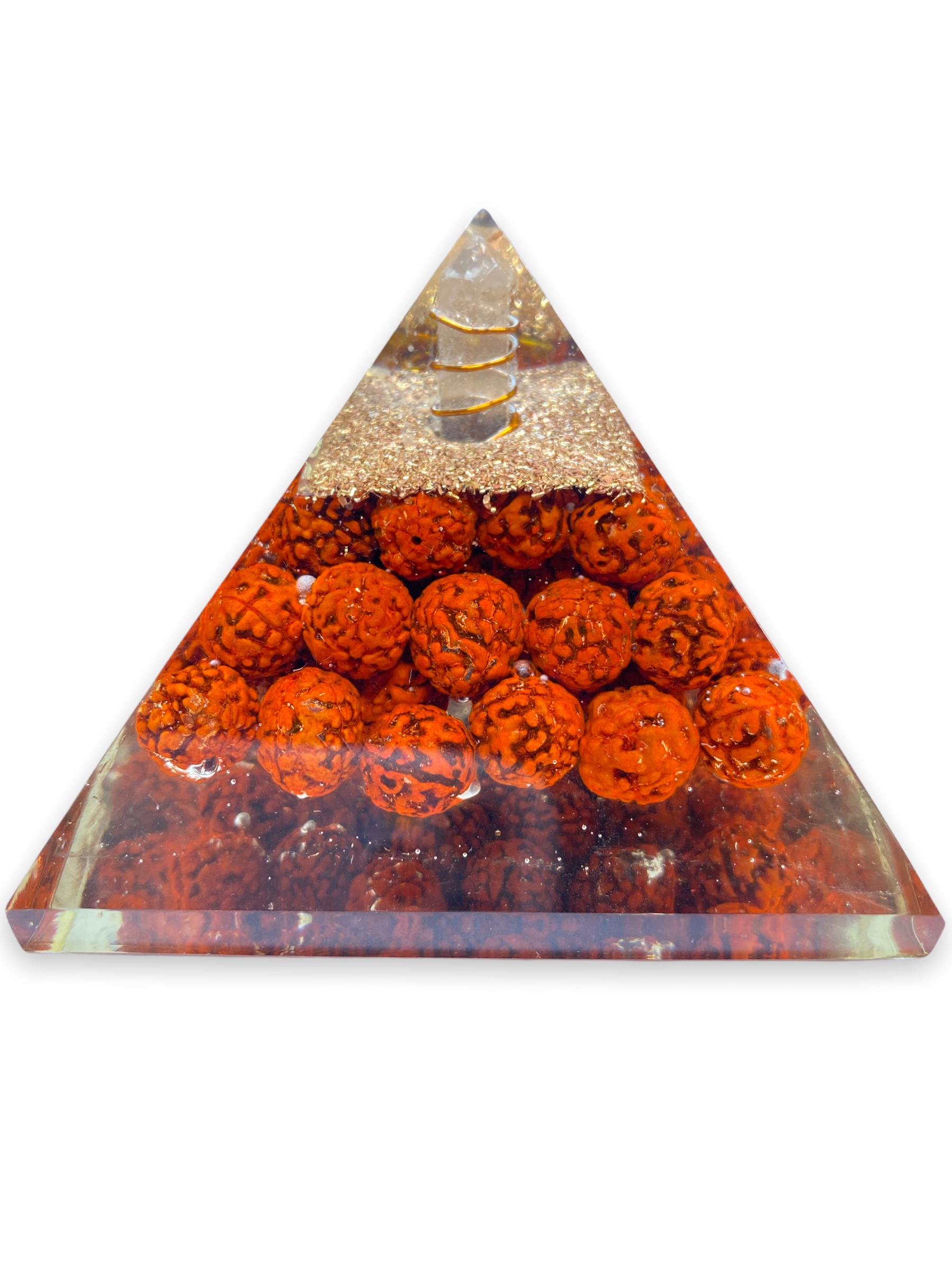 Spiritual Elementz Rudraksha Orgone Pyramid (3'Inch) with OM Symbol Stone Protector from Negative Energy.