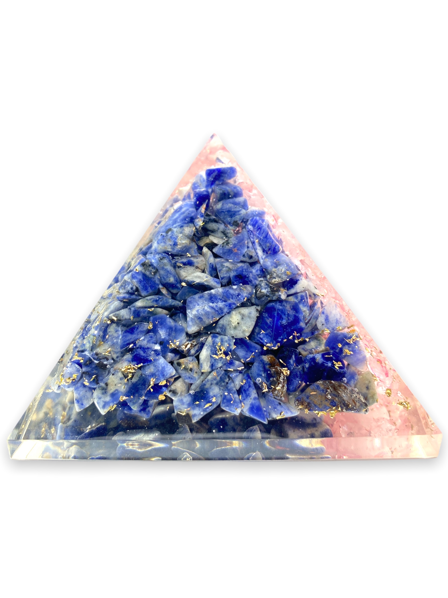 Spiritual Elementz Reiki Charged Chakra Healing Lapis Lazuli & Rose Quartz Mix Orgone Pyramid (3*Inch) With Clear Gemstone Copper Metal (for Love & Soul Connection)