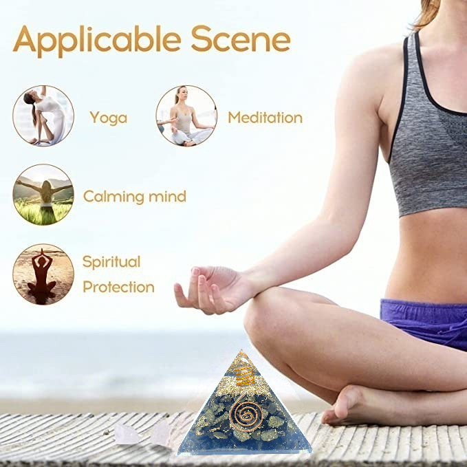Spiritual Elementz Orgone Pyramid Pyrite Crystal and Healing Stones Reiki Charged Chakra (3'Inch) with Clear Gemstone Copper Metal (Stone of Luck)