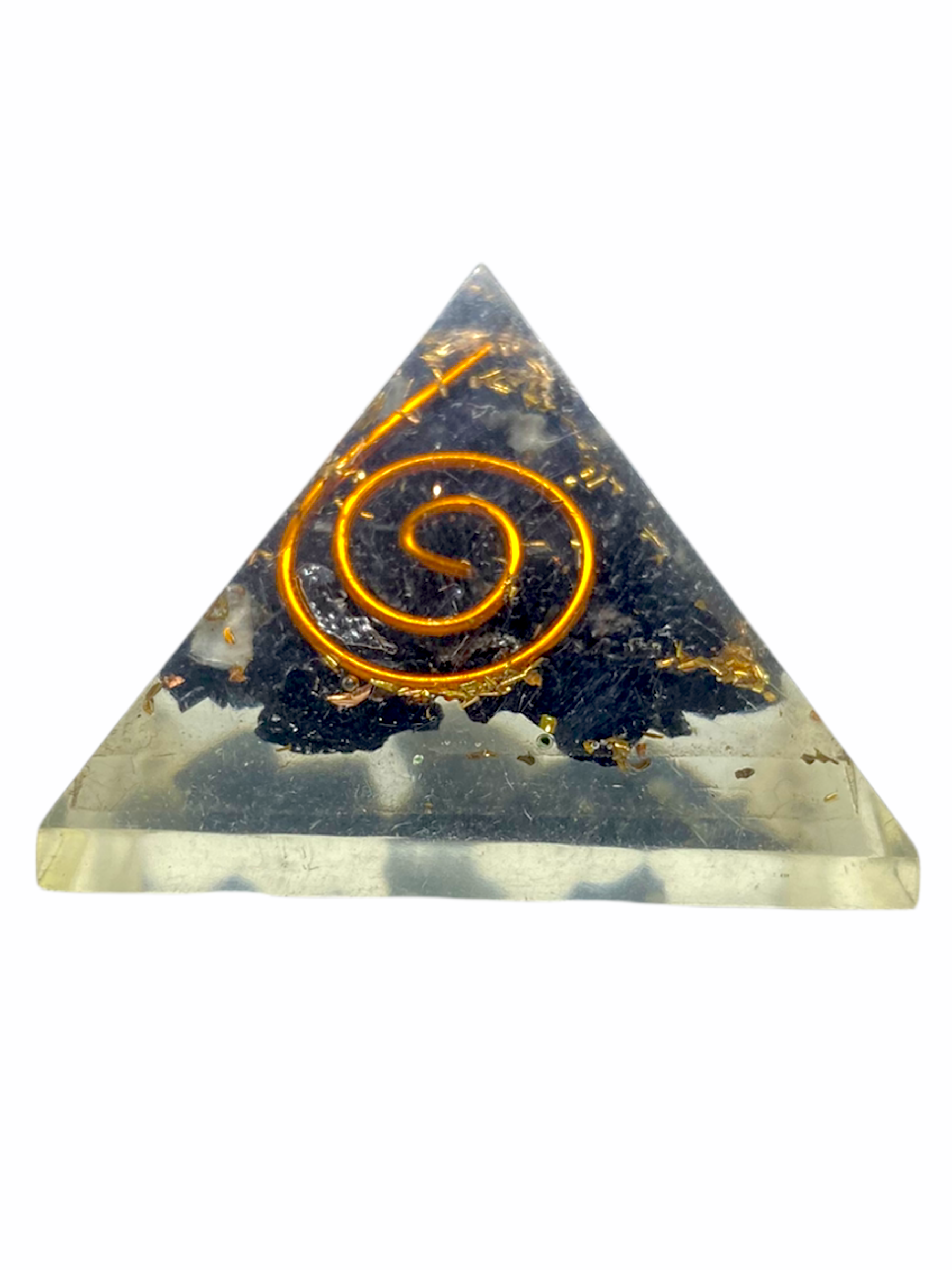 Spritual Elementz Reiki Charged Chakra Healing Black Tourmaline Orgone Pyramid (1'Inch) with Clear Crystal Gemstone Copper Metal (Stone for Protection from All Negative Energies)