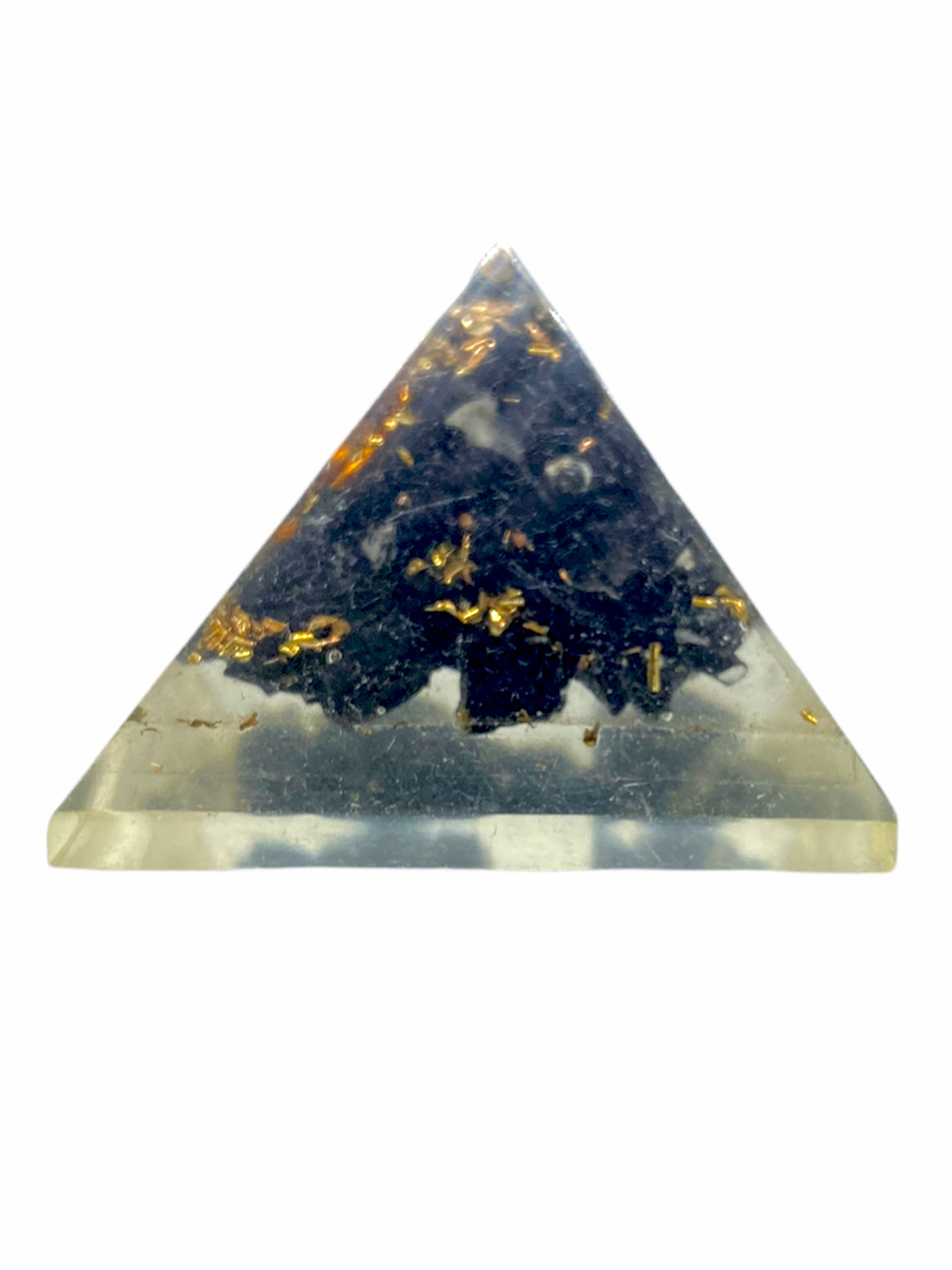 Spritual Elementz Reiki Charged Chakra Healing Black Tourmaline Orgone Pyramid (1'Inch) with Clear Crystal Gemstone Copper Metal (Stone for Protection from All Negative Energies)