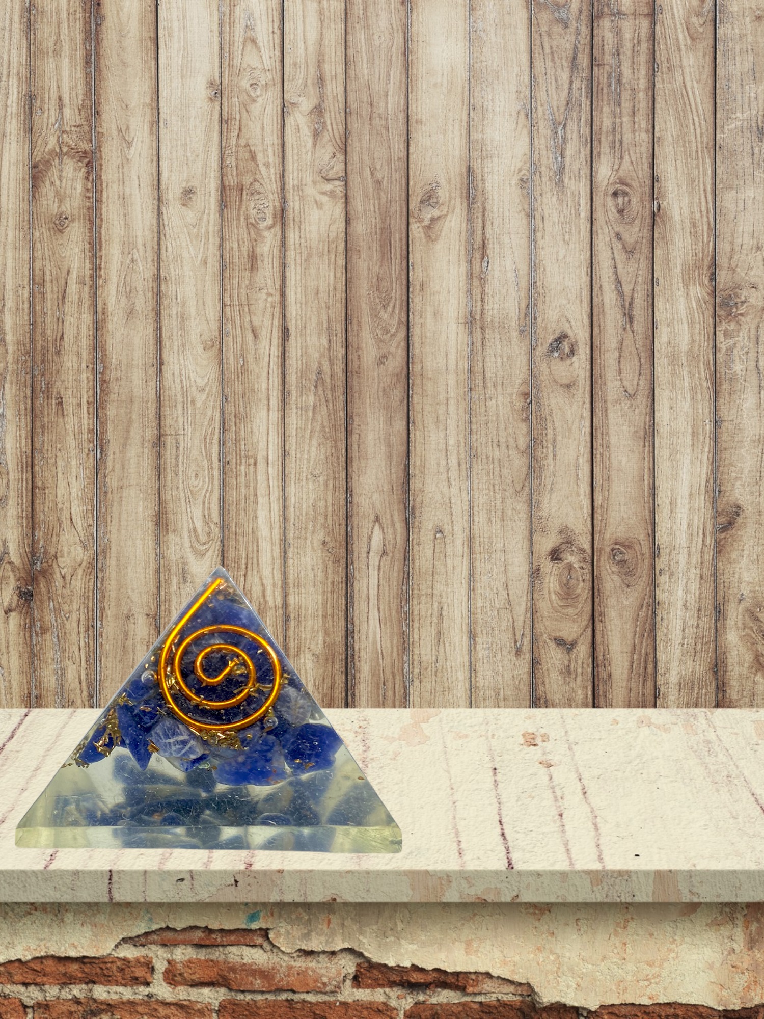 Spiritual Elementz Reiki Energized Chakra Healing Lapis Lazuli Orgone Pyramid (1'Inch) with Clear Crystal Gemstone Copper Metal (Stone of Enlightenment & Balancing)