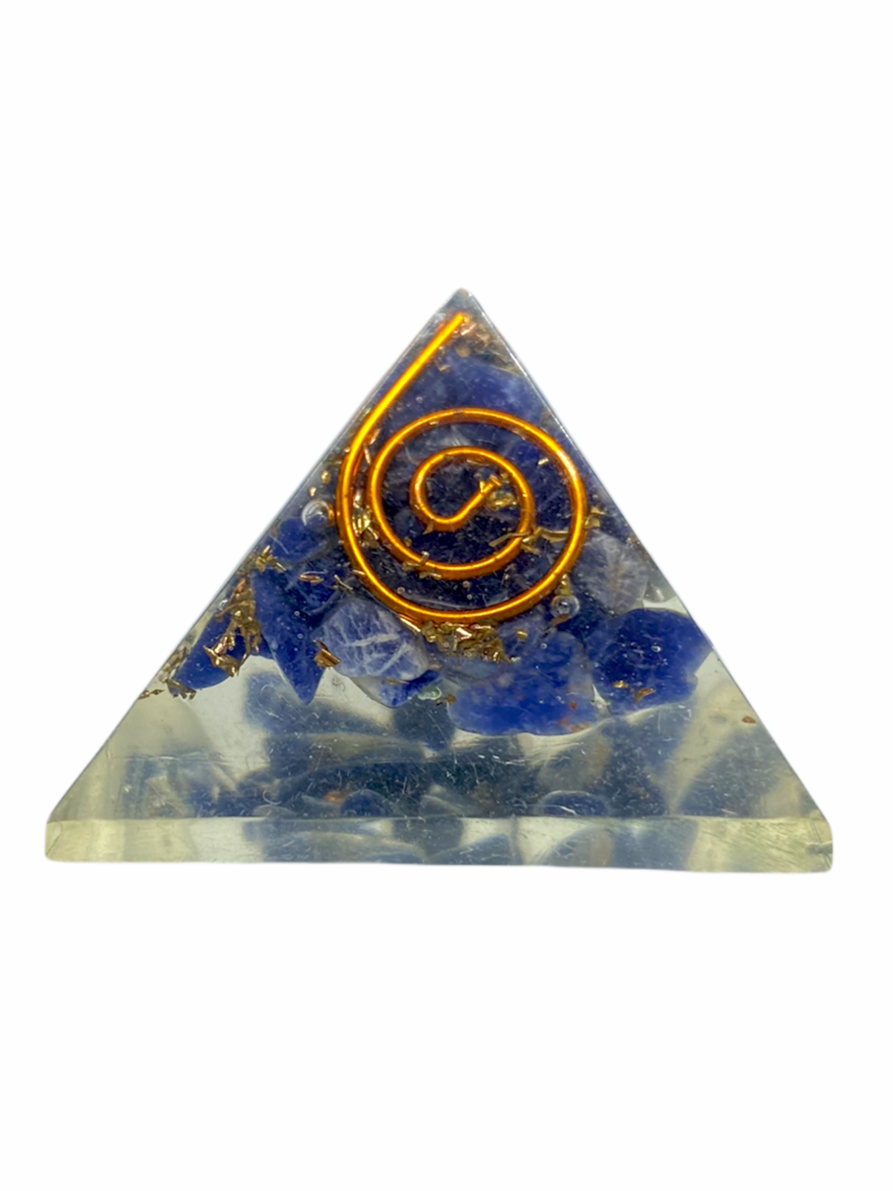 Spiritual Elementz Reiki Energized Chakra Healing Lapis Lazuli Orgone Pyramid (1'Inch) with Clear Crystal Gemstone Copper Metal (Stone of Enlightenment & Balancing)