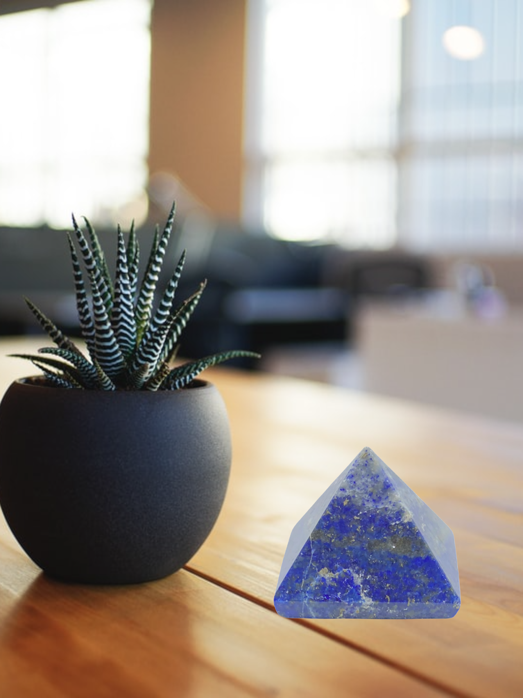 Spiritual Elementz Reiki Charged Chakra Healing Lapis Lazuli Pyramid (1'Inch) with Clear Gemstone Copper Metal (for Balancing & Soul Connection)
