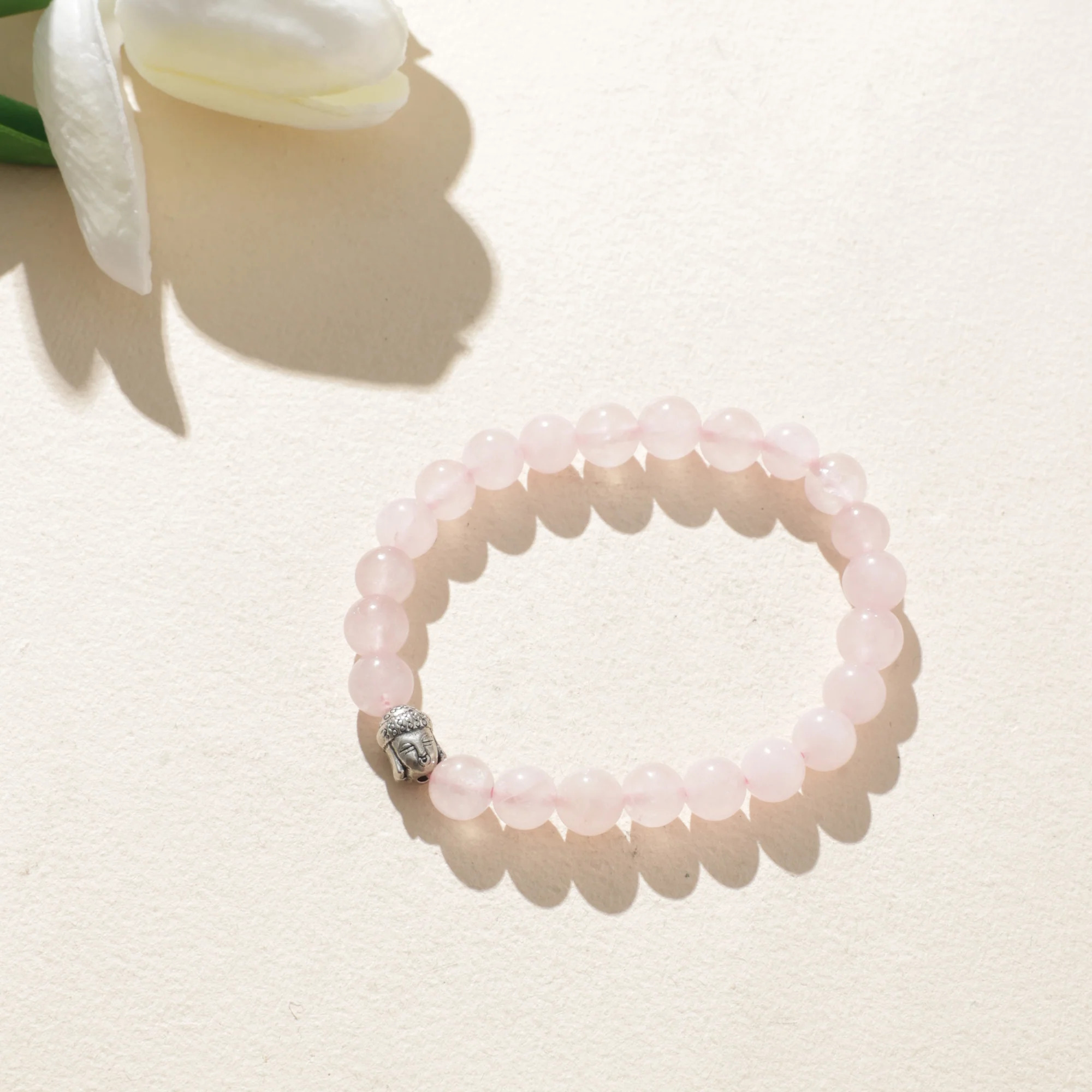 Spiritual Elementz Reiki Charged Gift Natural Gemstone (7-8 mm) Rose Quartz Gemstone Bracelet (21-24 Beads) Unisex for Healing (Stone of love and energy