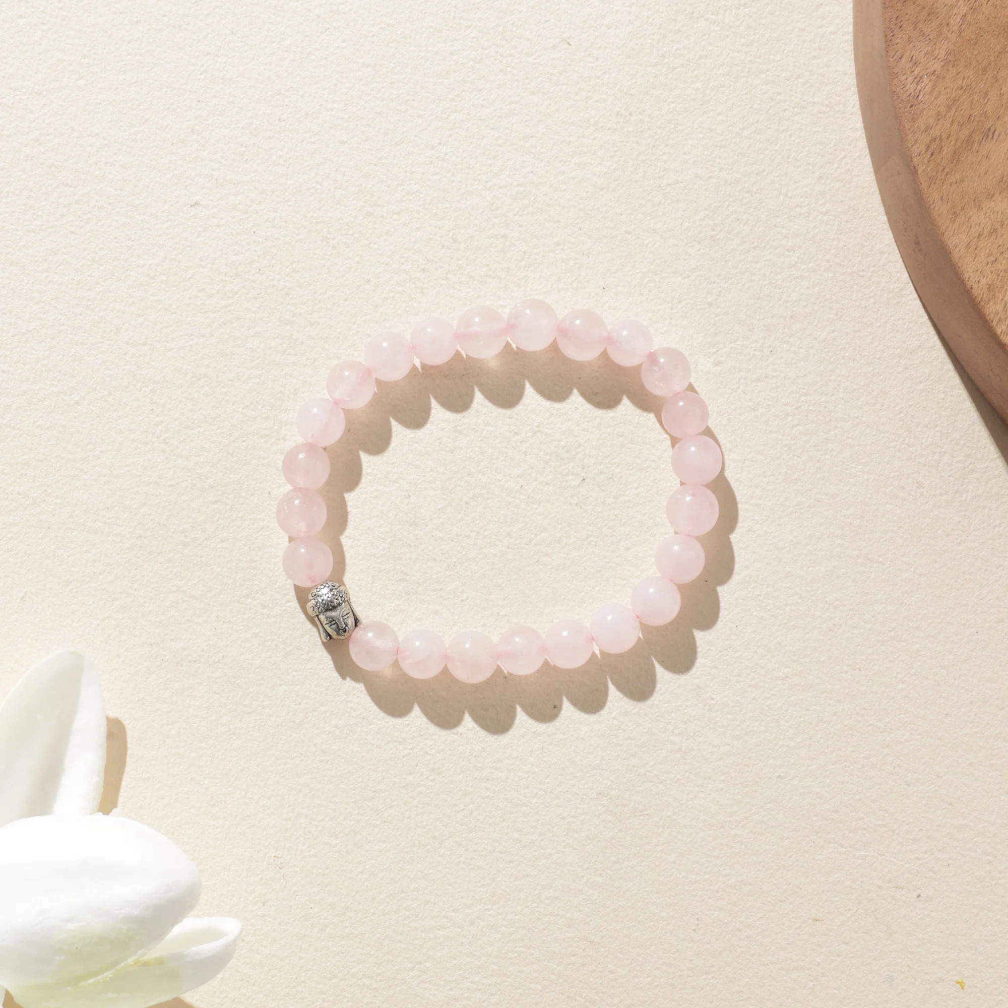 Spiritual Elementz Reiki Charged Gift Natural Gemstone (7-8 mm) Rose Quartz Gemstone Bracelet (21-24 Beads) Unisex for Healing (Stone of love and energy