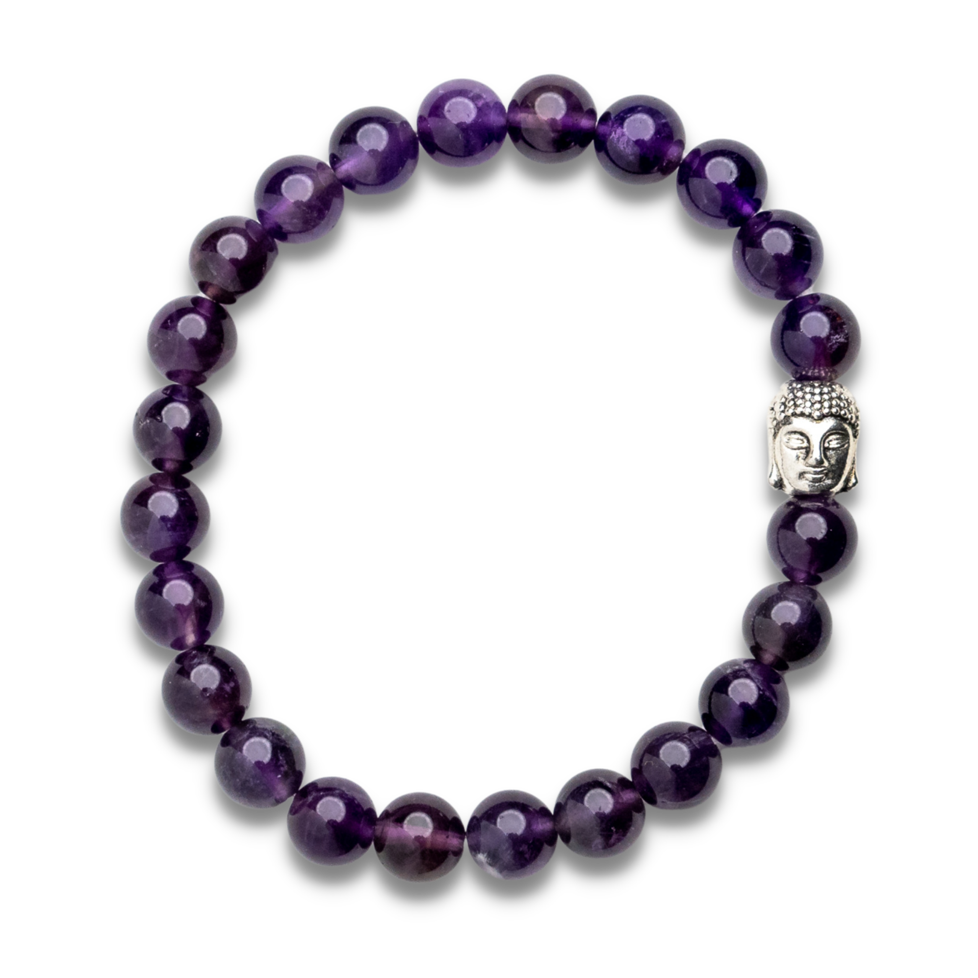 Spiritual Elementz Reiki Charged Amethyst Natural Gemstone (7-8 mm) Stretch Bracelet Unisex for Healing (Stone of Spirituality & Peace of Mind)