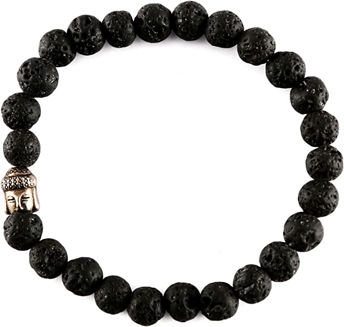 Spiritual Elementz Reiki Charged Gemstone (7-8 mm) Created-Lava Gemstone Chakra Stretch Bracelet (21-24 Beads) Unisex for Healing (a Calming- but Intense- Energy)