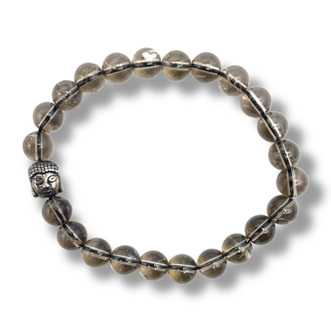 Spiritual Elementz Reiki Charged Smoky Quartz (7-8 mm) Chakra Stretch Bracelet (21-24 Beads) Unisex for Healing (Stone of of Creating Harmony and Balance in The Home)