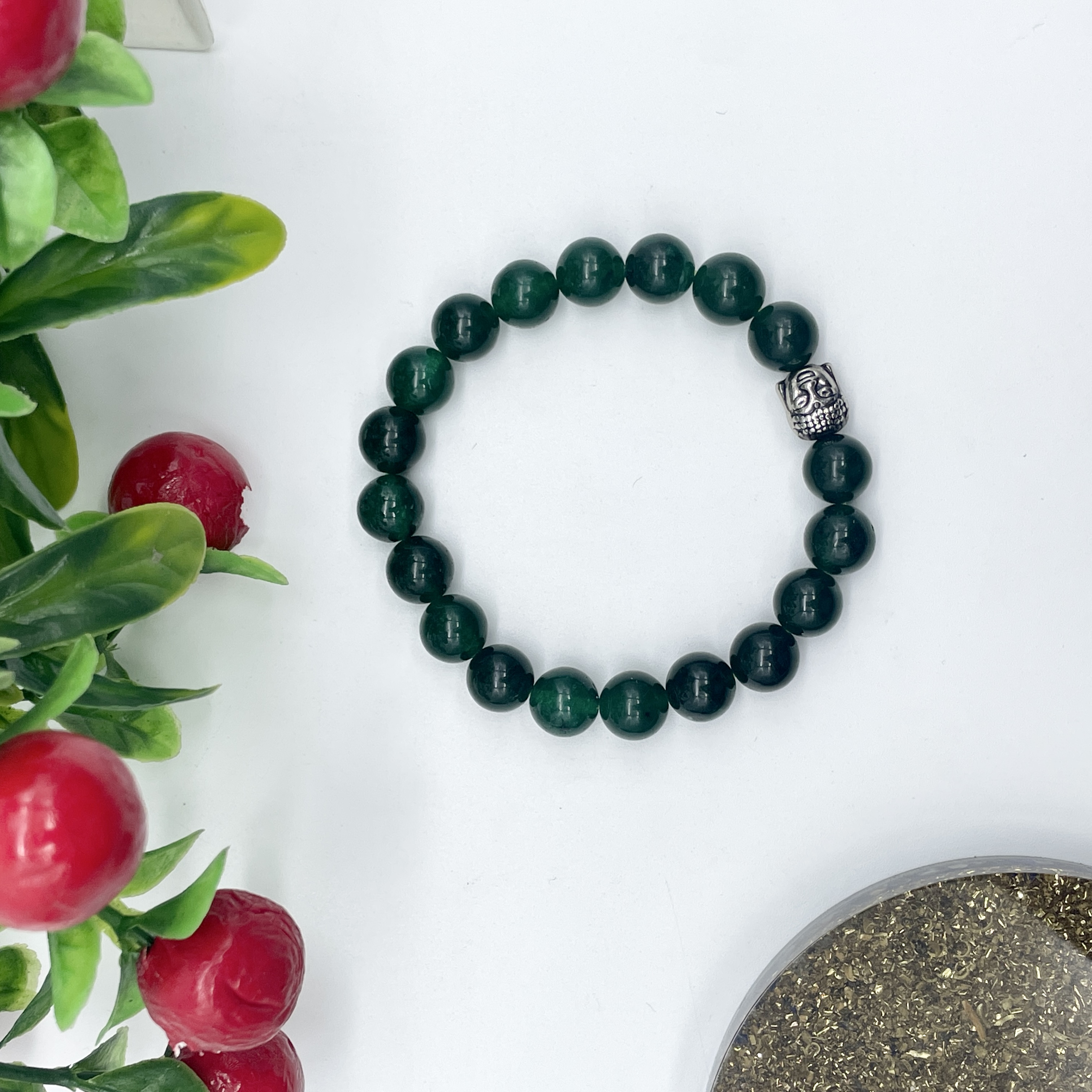 Spiritual Elementz Reiki Charged Jade Gemstone 7-8 mm (21-24 Beads) Green Stone Gemstone Chakra Stretch Bracelet Unisex for Healing