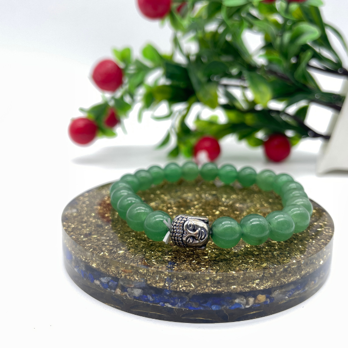 Spiritual Elementz Reiki Charged Green Aventurine Gemstone (7-8 mm) Green Aventurine Gemstone Chakra Stretch Bracelet Unisex for Healing ''Stone of Bringing Harmony''