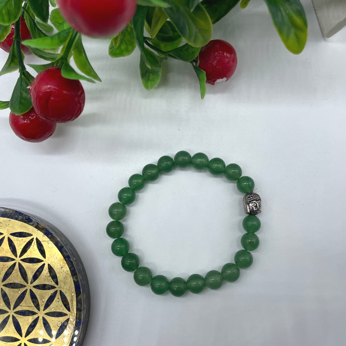 Spiritual Elementz Reiki Charged Green Aventurine Gemstone (7-8 mm) Green Aventurine Gemstone Chakra Stretch Bracelet Unisex for Healing ''Stone of Bringing Harmony''